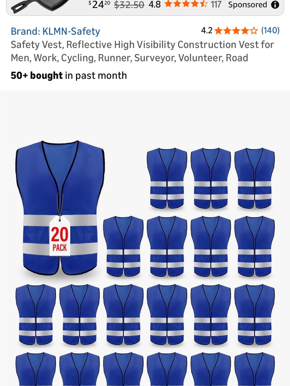 High-Visibility Blue Safety Vest (20 Pack)